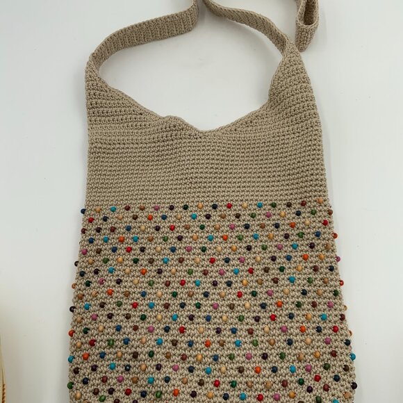 The Sak Back to Bali 120 Bali Beads Crocheted Crossbody Bag Ecru & Multicolor - Picture 6 of 7